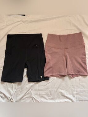 Hylete 2 High-Waist Women's Bike Shorts - Black and Dusty Rose